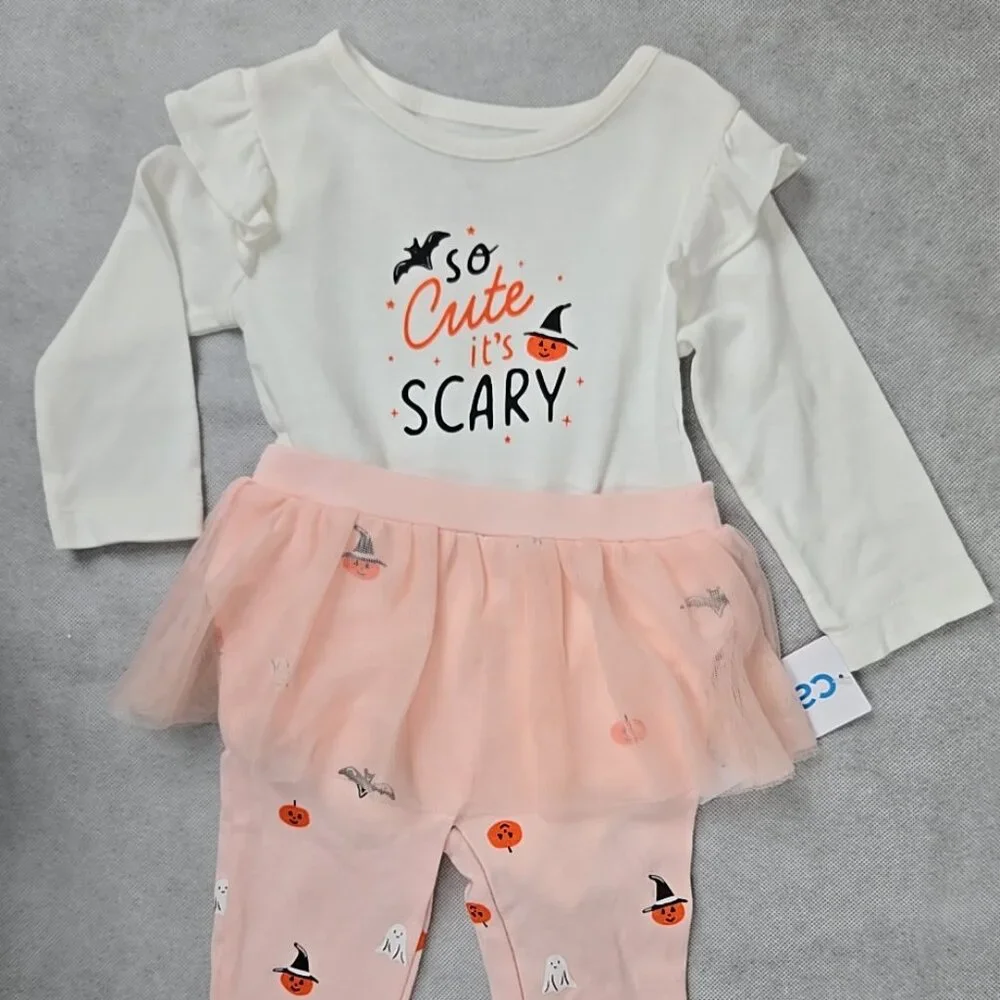 Carter's Baby Girl 6 mo "So Cute Scary" Halloween Long Sleeve 2 piece NWT - Picture 1 of 6